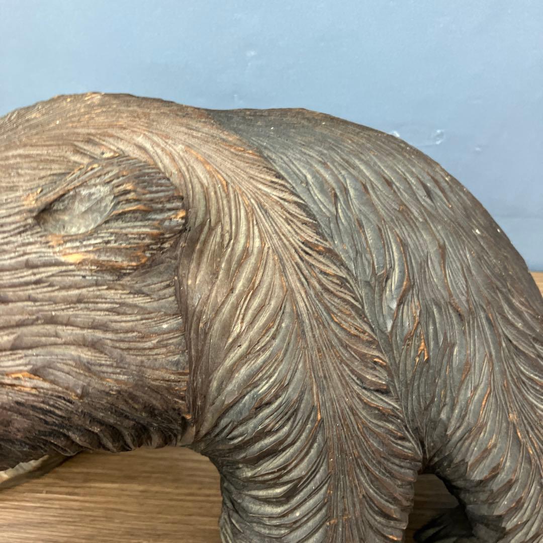 E-4 木彫りの熊 置物 北海道 民芸品 彫刻 木彫り 一刀彫 熊 置物 吠え熊