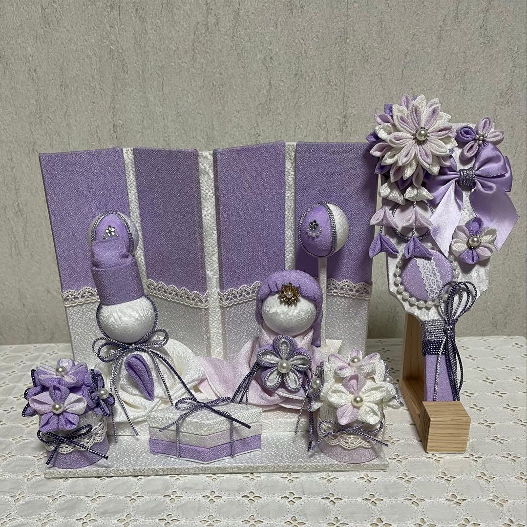 ひな人形／つまみ細工/淡藤カラー