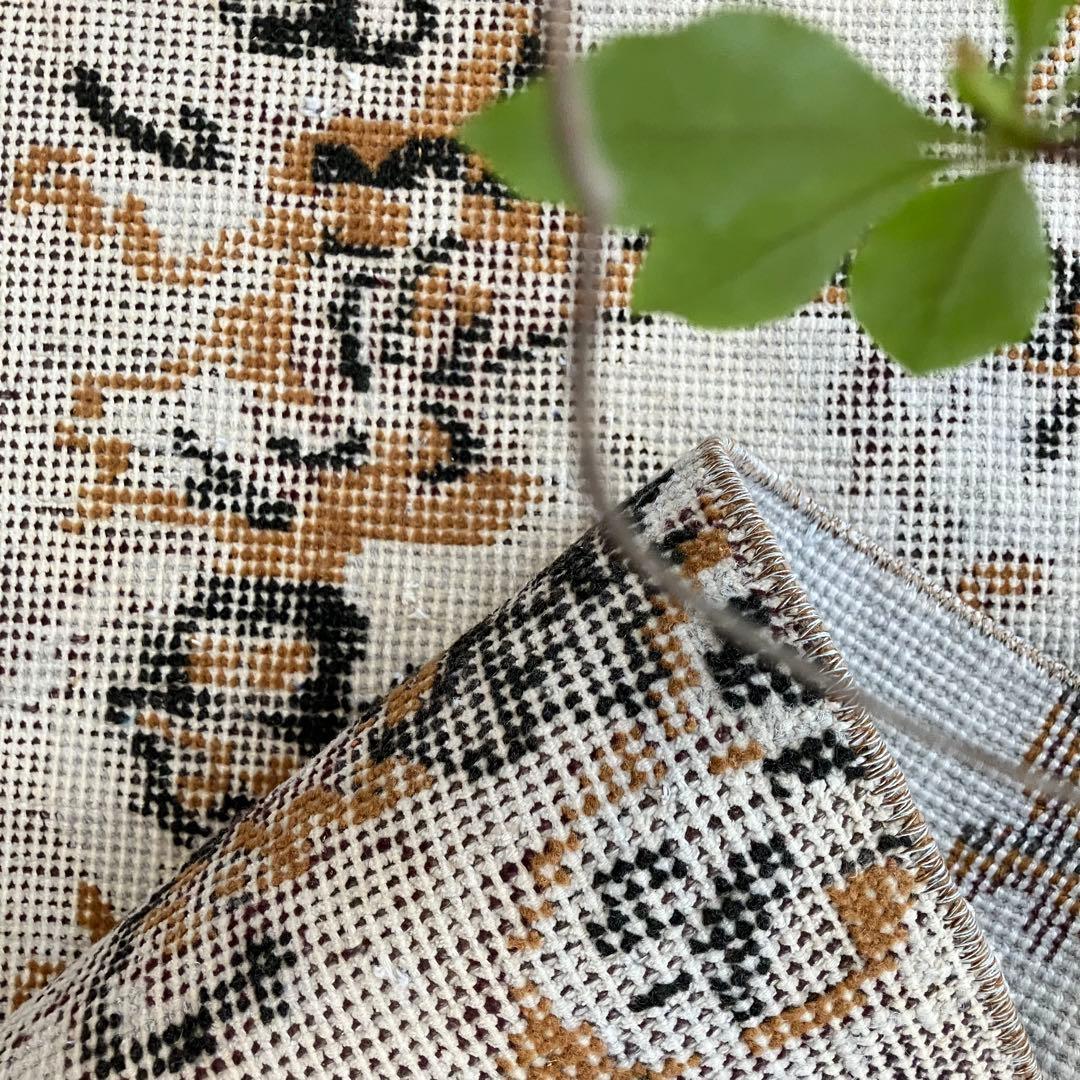 ライトグレー54×199ブラック　キャラメル　ランナー　トルコヴィンテージラグ