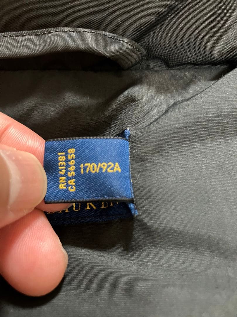 美品 ポロラルフローレン ダウンベスト 肉厚 黒 フード付 S メンズM相当