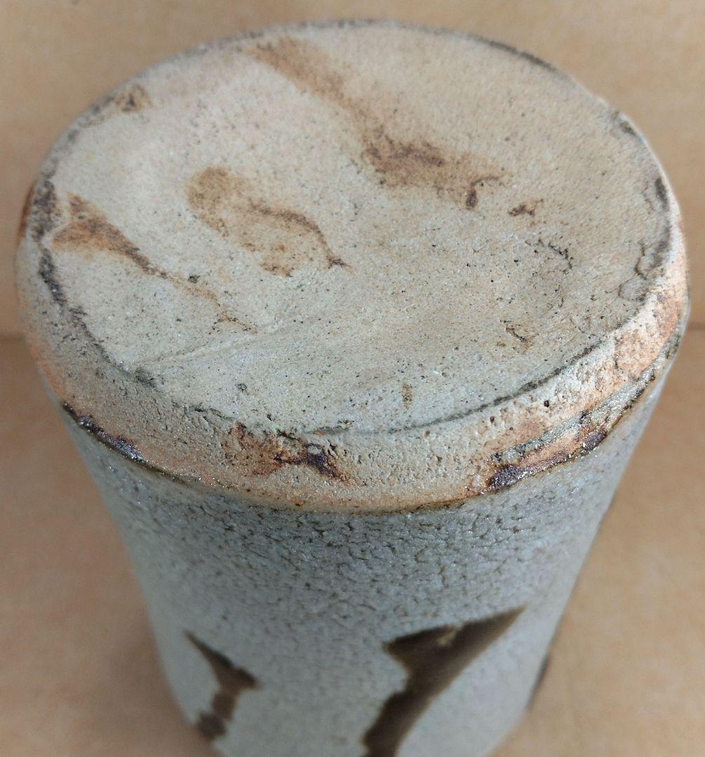 浜田庄司(濱田庄司) 白釉黒流花生 共箱 益子焼 人間国宝 美品