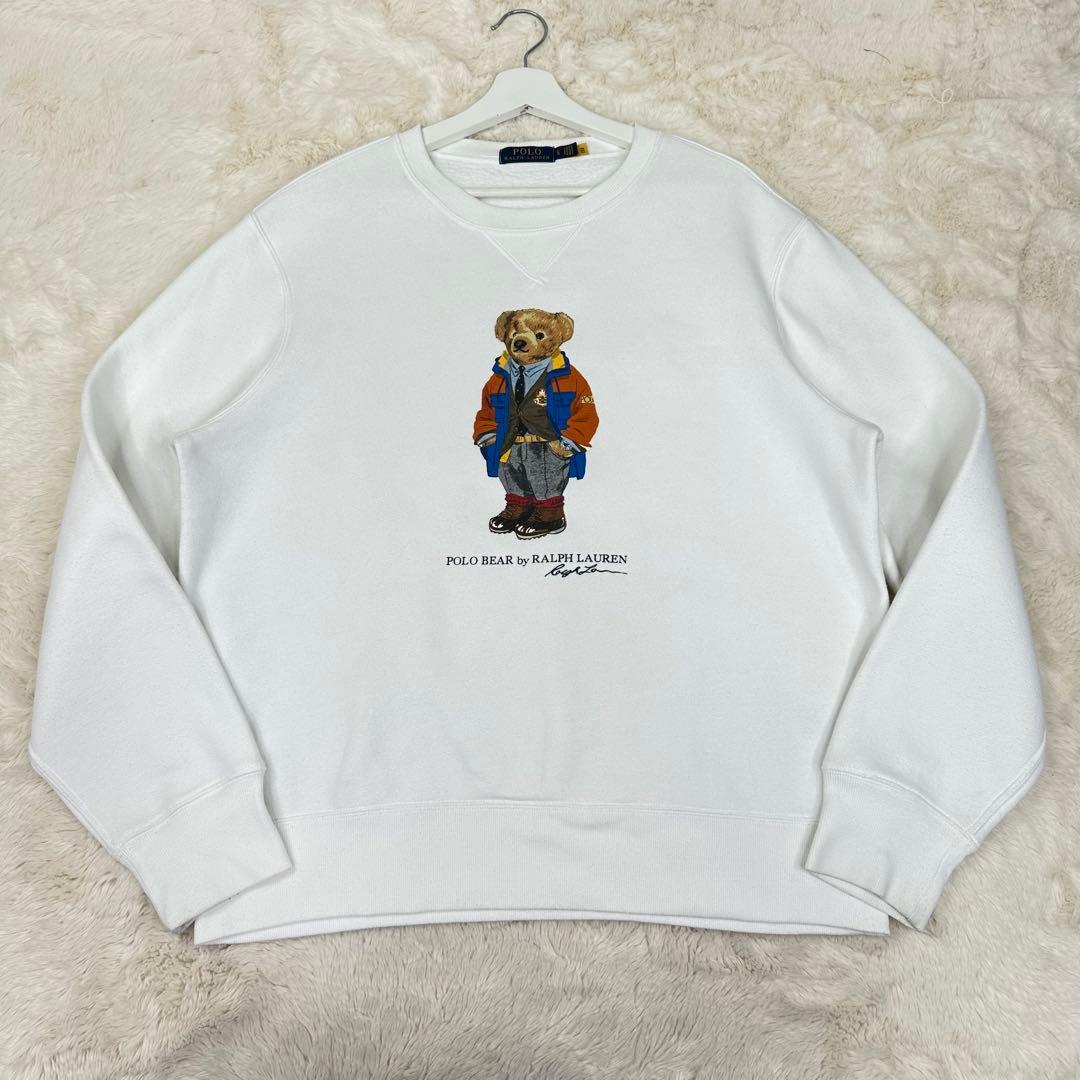 ✨現行✨美品✨ポロベアプリント ポロラルフローレン ホワイト スウェット L