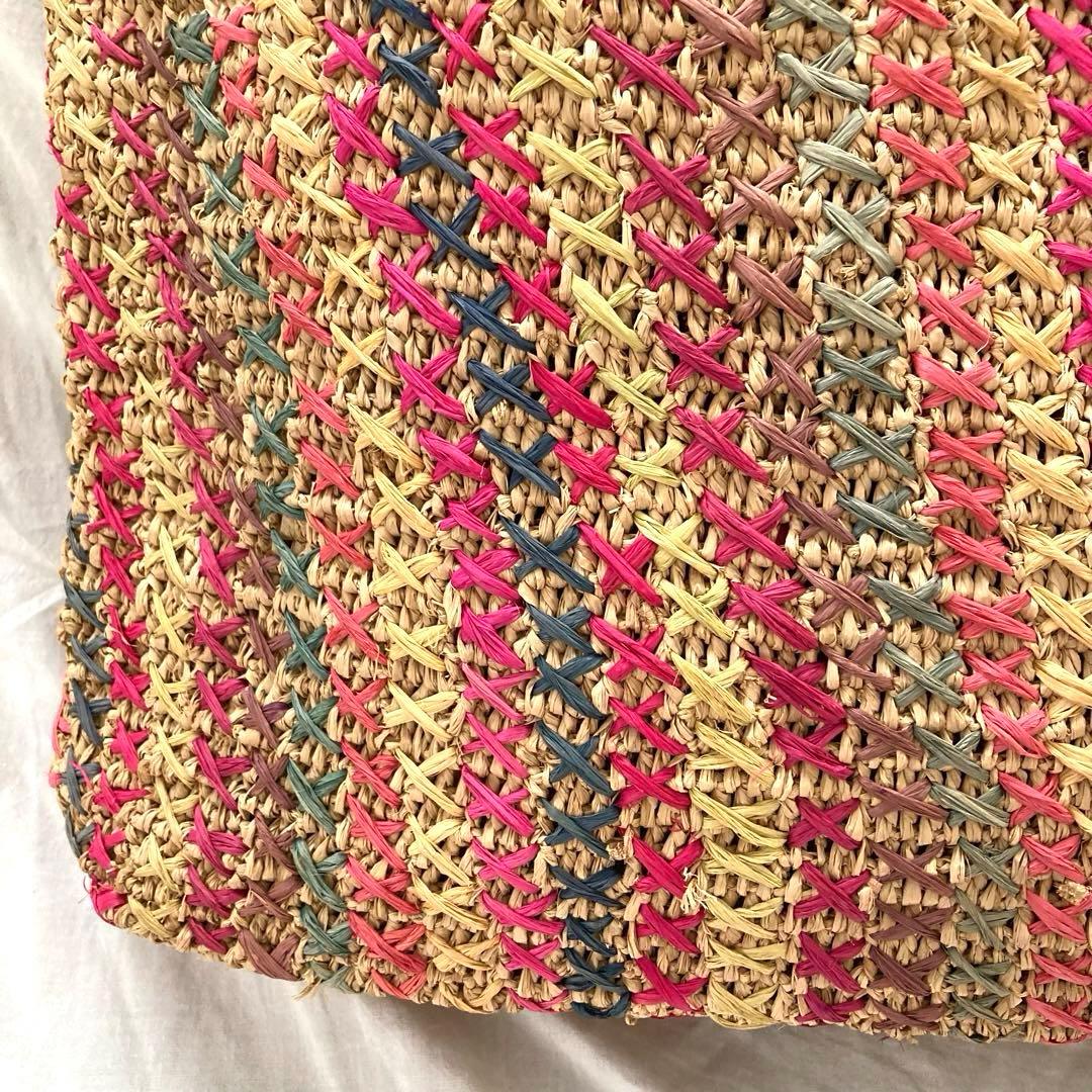 レア　IBELIV アイビリーブ　ラフィア　トートバッグ　革ベルト　カゴバッグ