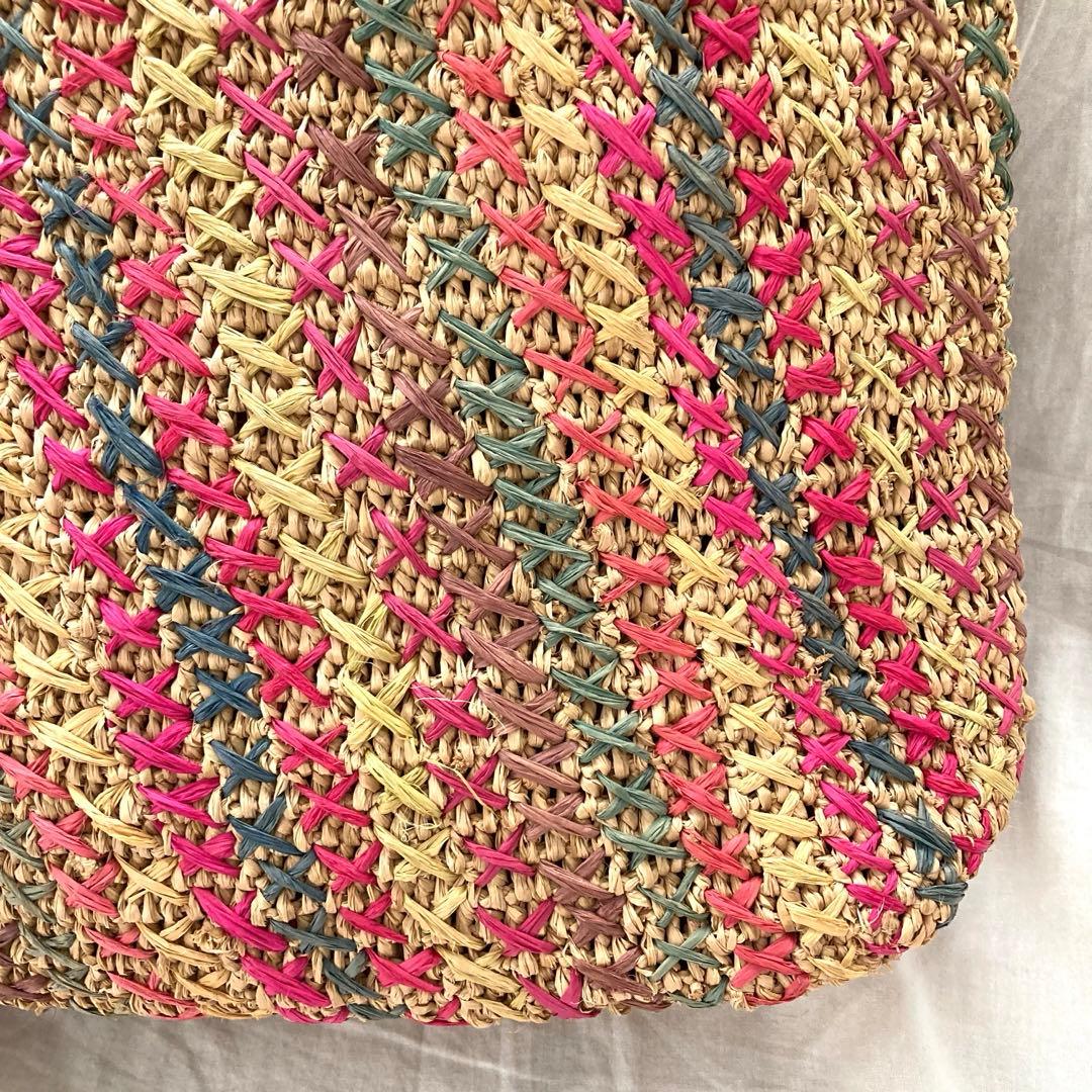 レア　IBELIV アイビリーブ　ラフィア　トートバッグ　革ベルト　カゴバッグ