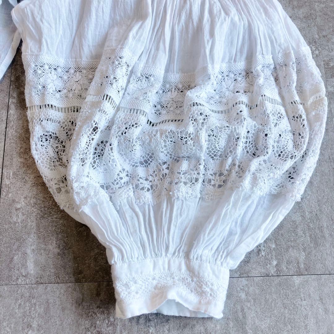 定価2万　未使用級⭐️ヌキテパ コットンボイル レースブラウス　白　Fサイズ
