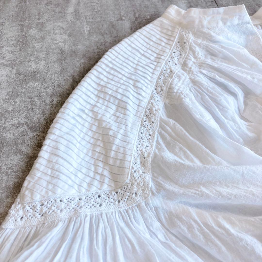 定価2万　未使用級⭐️ヌキテパ コットンボイル レースブラウス　白　Fサイズ