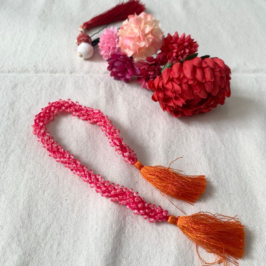 七五三 3歳女の子　着物セット 赤 花柄