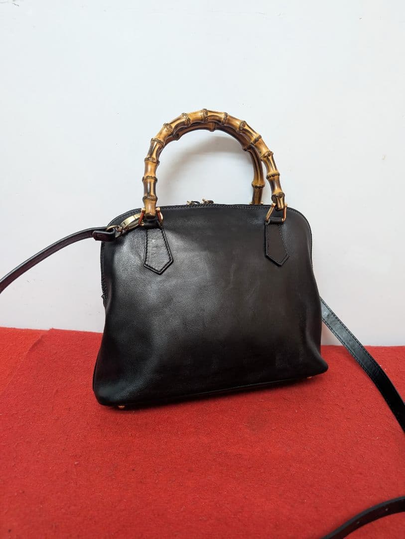 美品 極希少！Gucci バンブー レザーミニハンドバッグ ショルダーバッグ廃盤