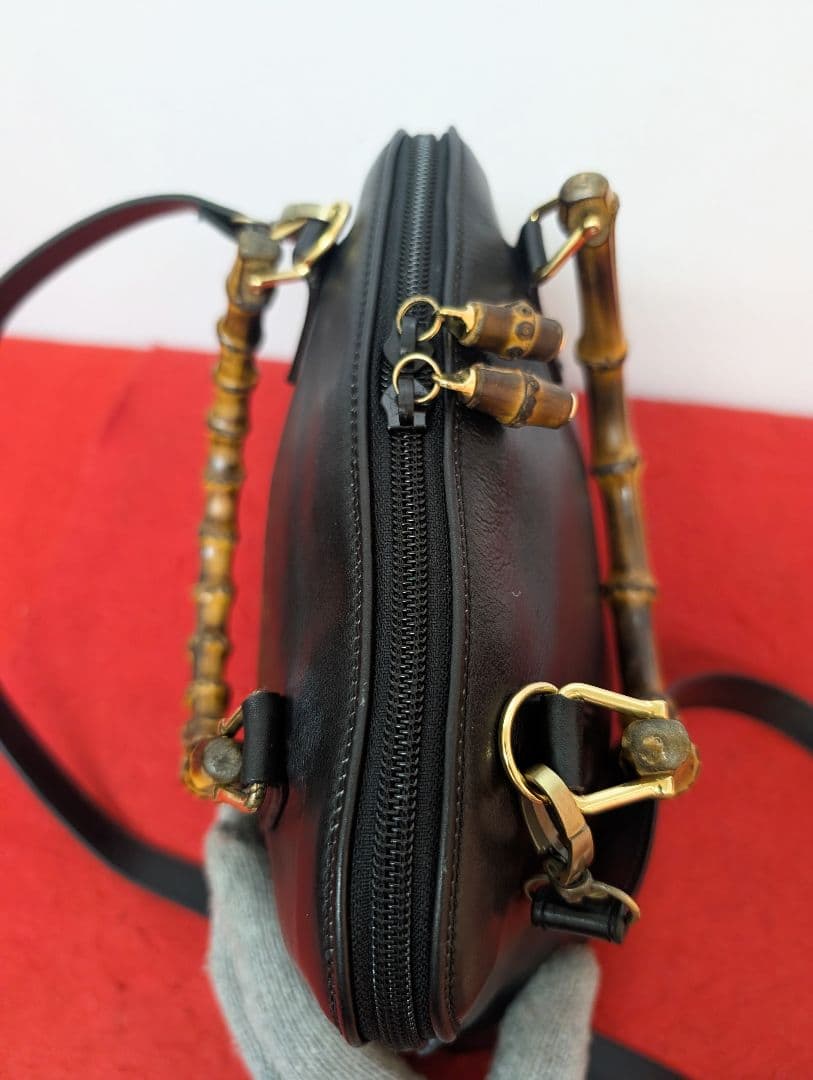 美品 極希少！Gucci バンブー レザーミニハンドバッグ ショルダーバッグ廃盤