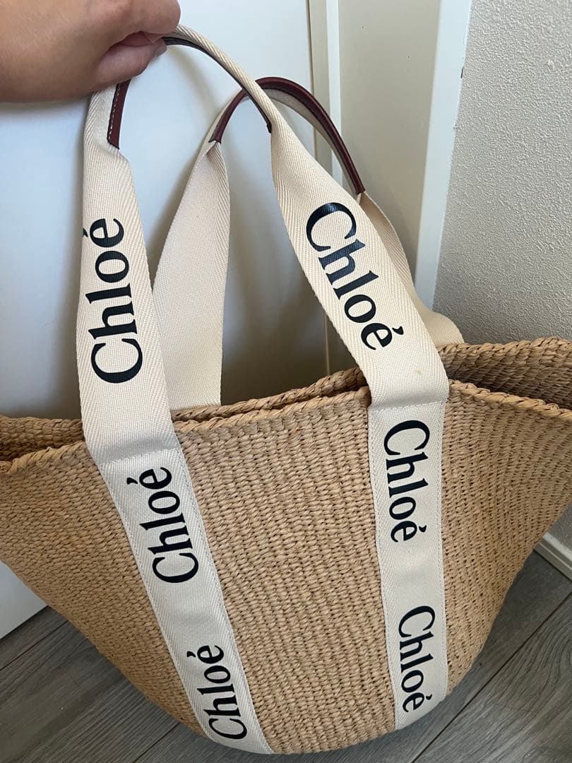 天然繊維を使用したWOODYラージバスケットバッグ