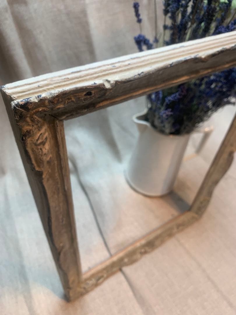 フランス 大型 アンティークフレーム 木彫 額縁 43x34cm