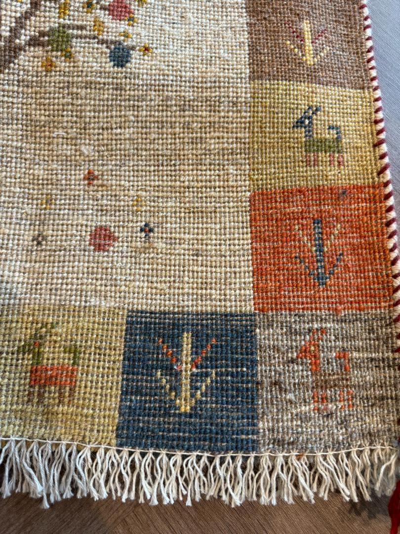 ギャッベ 66x88cm ペルシャ絨毯 手織り ギャベ 玄関マットラグ 絨毯