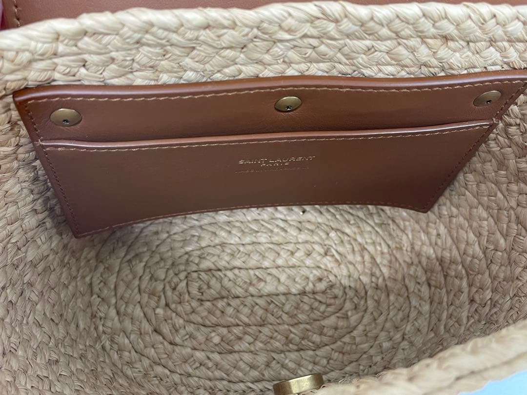 【美品】箱 保存袋付き！サンローラン ラフィア カゴ　ショルダーバッグ