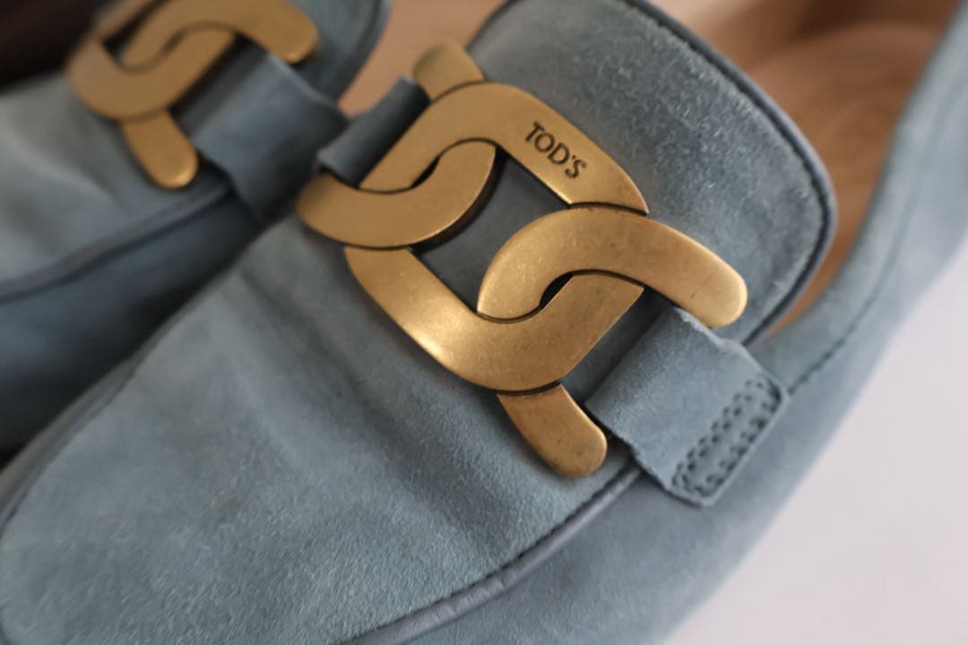 TOD'S スエード ローファー 青