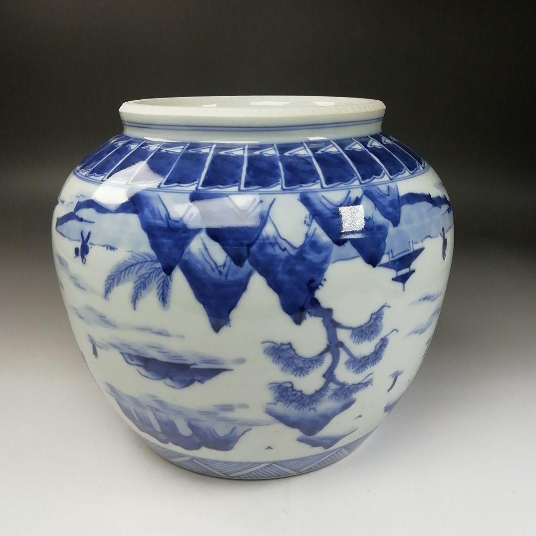 Ｔ１９６　水指　『染付芋頭　水指』『加藤和峰造』　共箱　茶道具