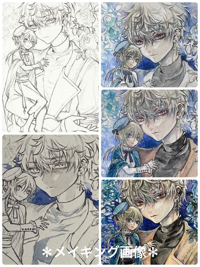 創作　オリジナル 手描きイラスト 【人形様】