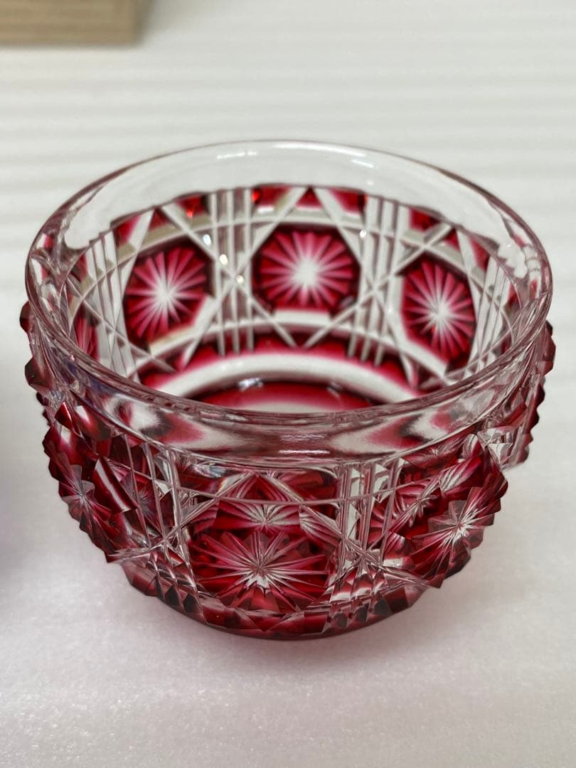 3-3248 復元　島津薩摩切子　色褪せガラス　切子猪口揃