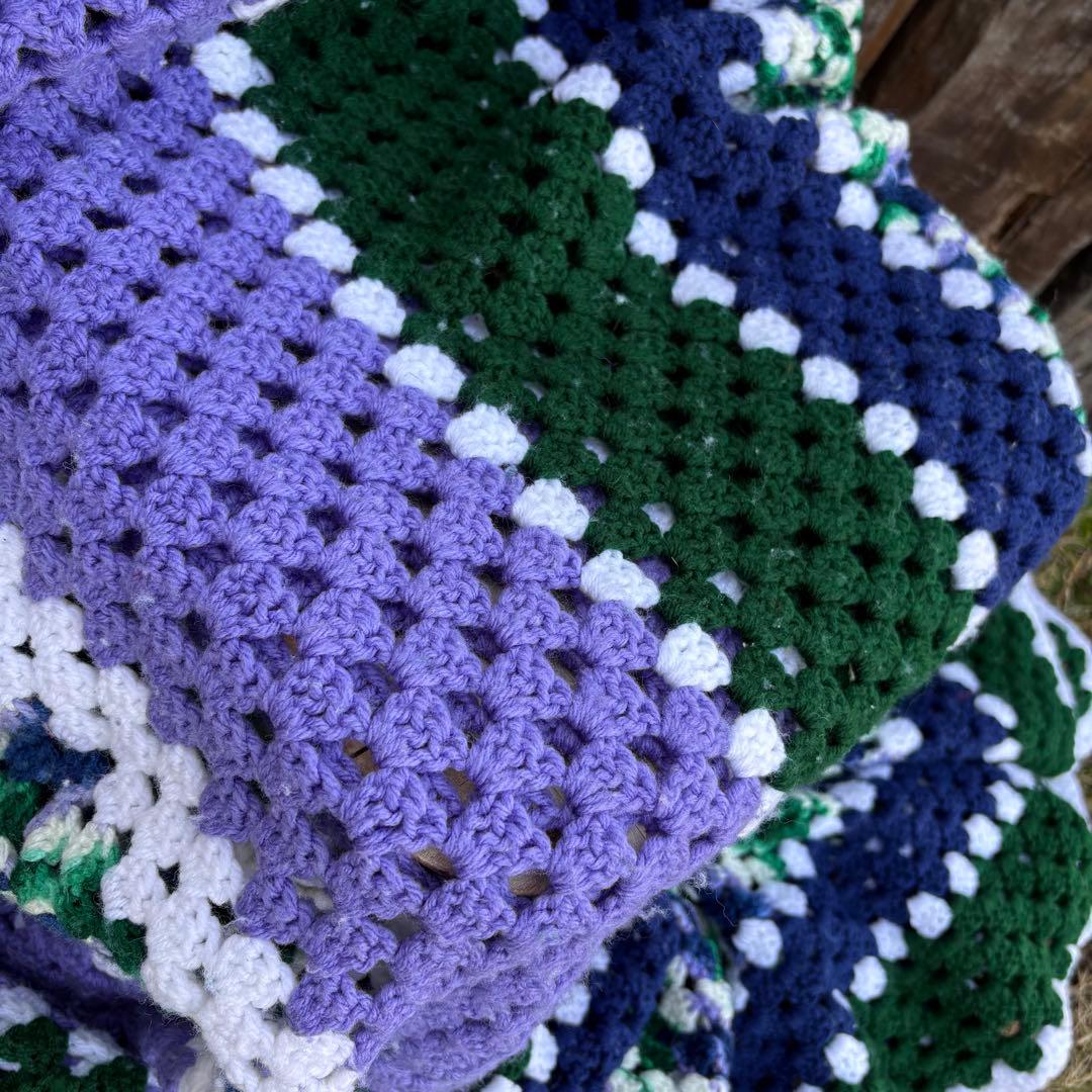 【USA vintage】グラニースクエア ブランケット ベッドカバー ラグ