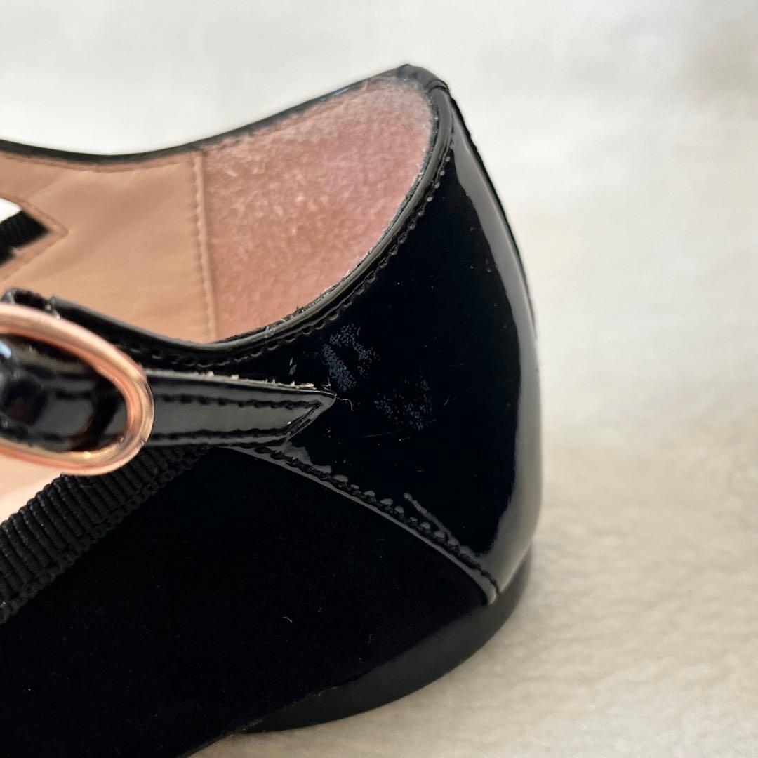 美品☆レペット 37 フラットパンプス Tストラップ エナメル スエード 黒