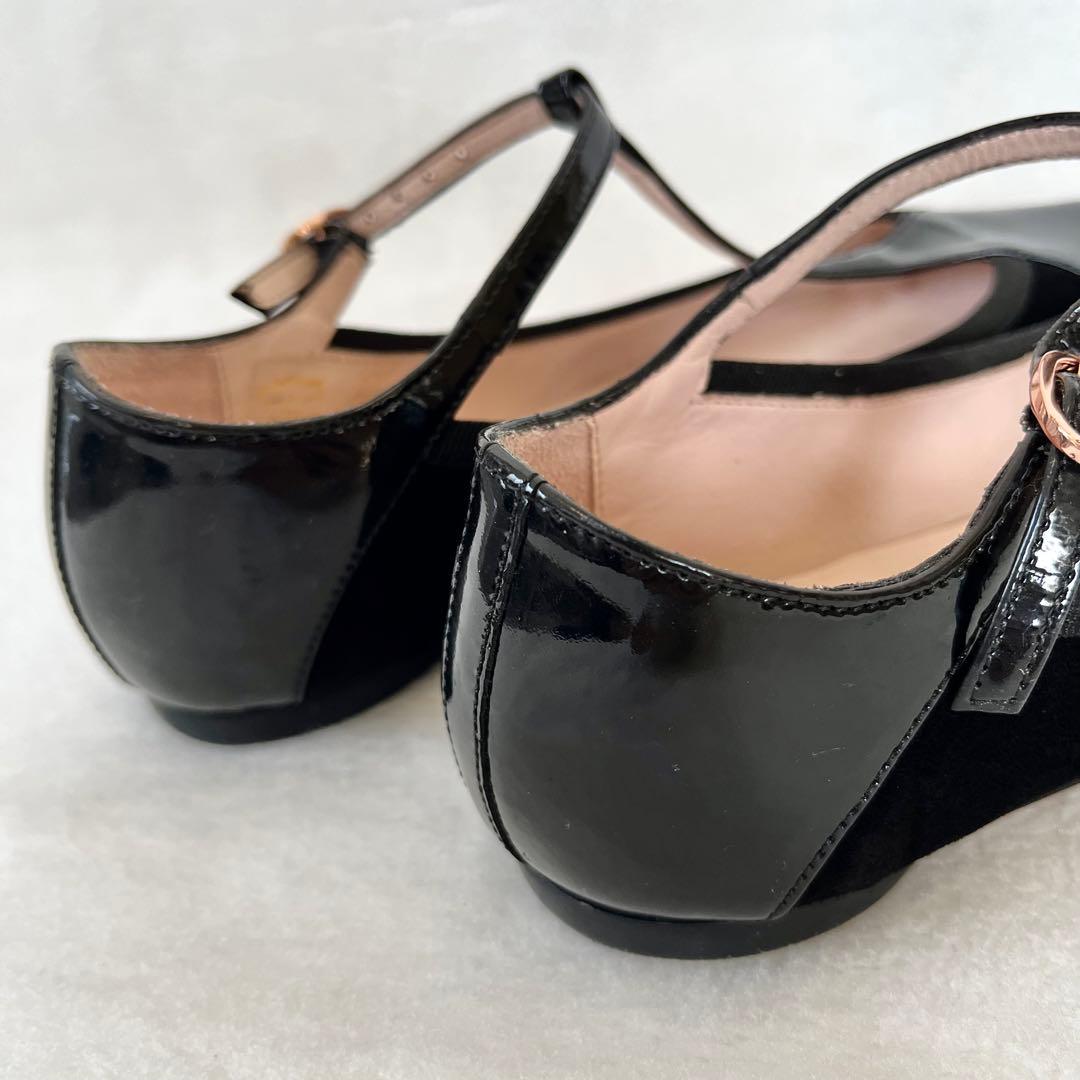 美品☆レペット 37 フラットパンプス Tストラップ エナメル スエード 黒