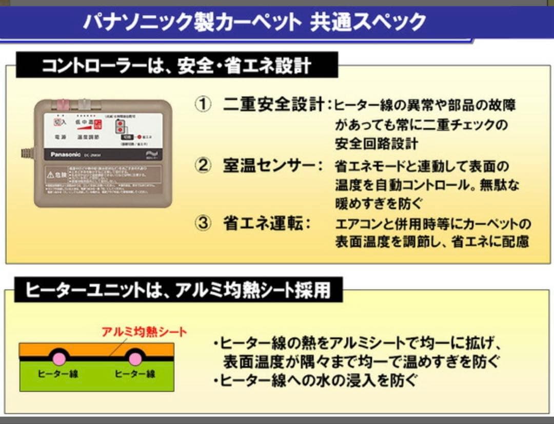 パナソニック ホットカーペット 1.5畳用　Panasonic 安心　節電　大手