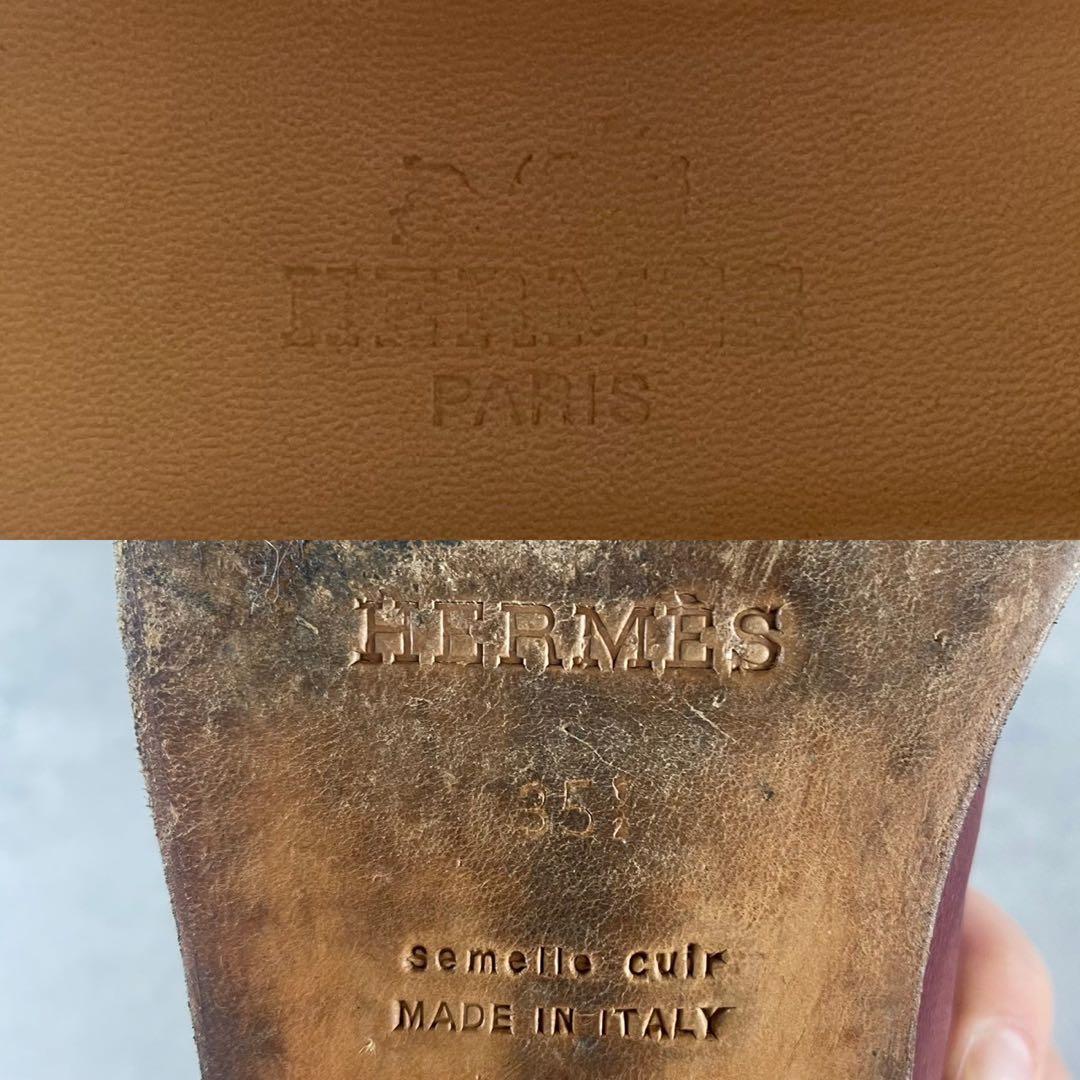 エルメス　ローファー　レザー　コンスタンス　ロゴ　ベルト　レディース