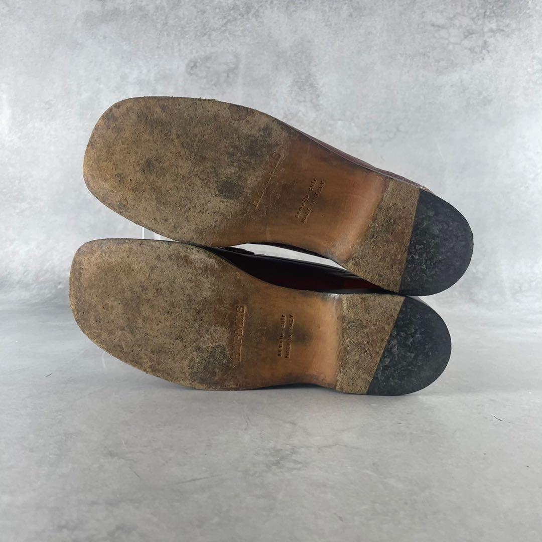 エルメス　ローファー　レザー　コンスタンス　ロゴ　ベルト　レディース