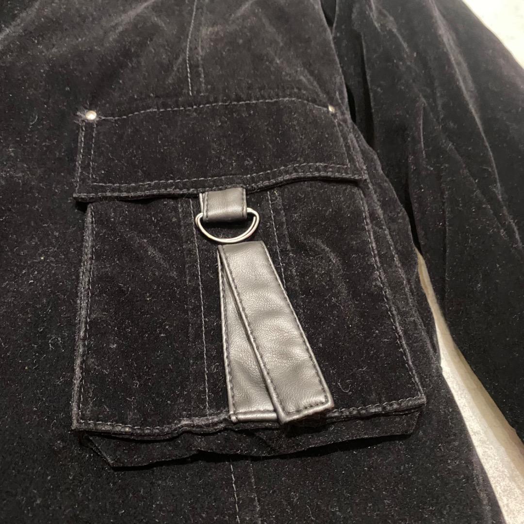 ネオお兄系 パンクy2k v系 ネックベルト ファスナー ギミック ベロアコート