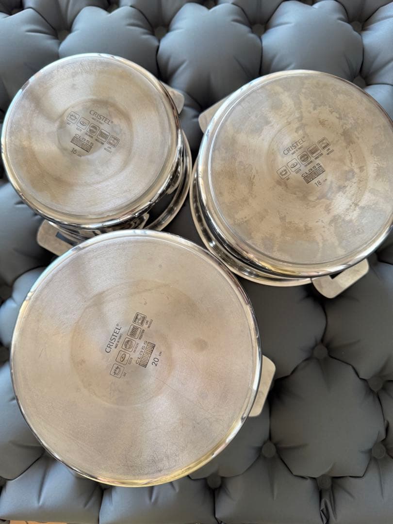 CRISTEL クリステル 鍋 16、18、20cm 3点ハンドルグリップ各2個