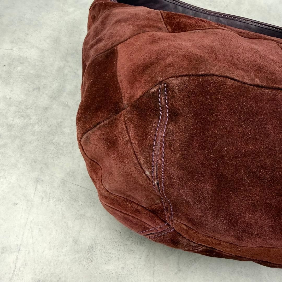 コーチ スエード エルゴ ショルダーバッグ パーチワーク ボルドー