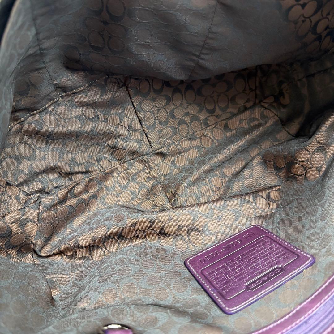 コーチ スエード エルゴ ショルダーバッグ パーチワーク ボルドー