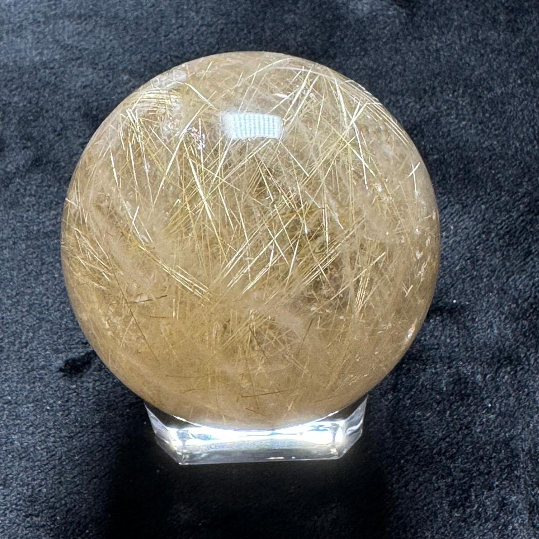 金運アップ◇ゴールドルチルクォーツ◇丸玉　約53.9㎜