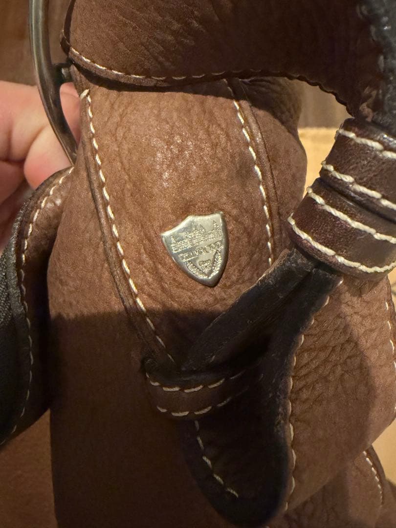 シャンボールセリエ　 ブラウン レザー ショルダーバッグ