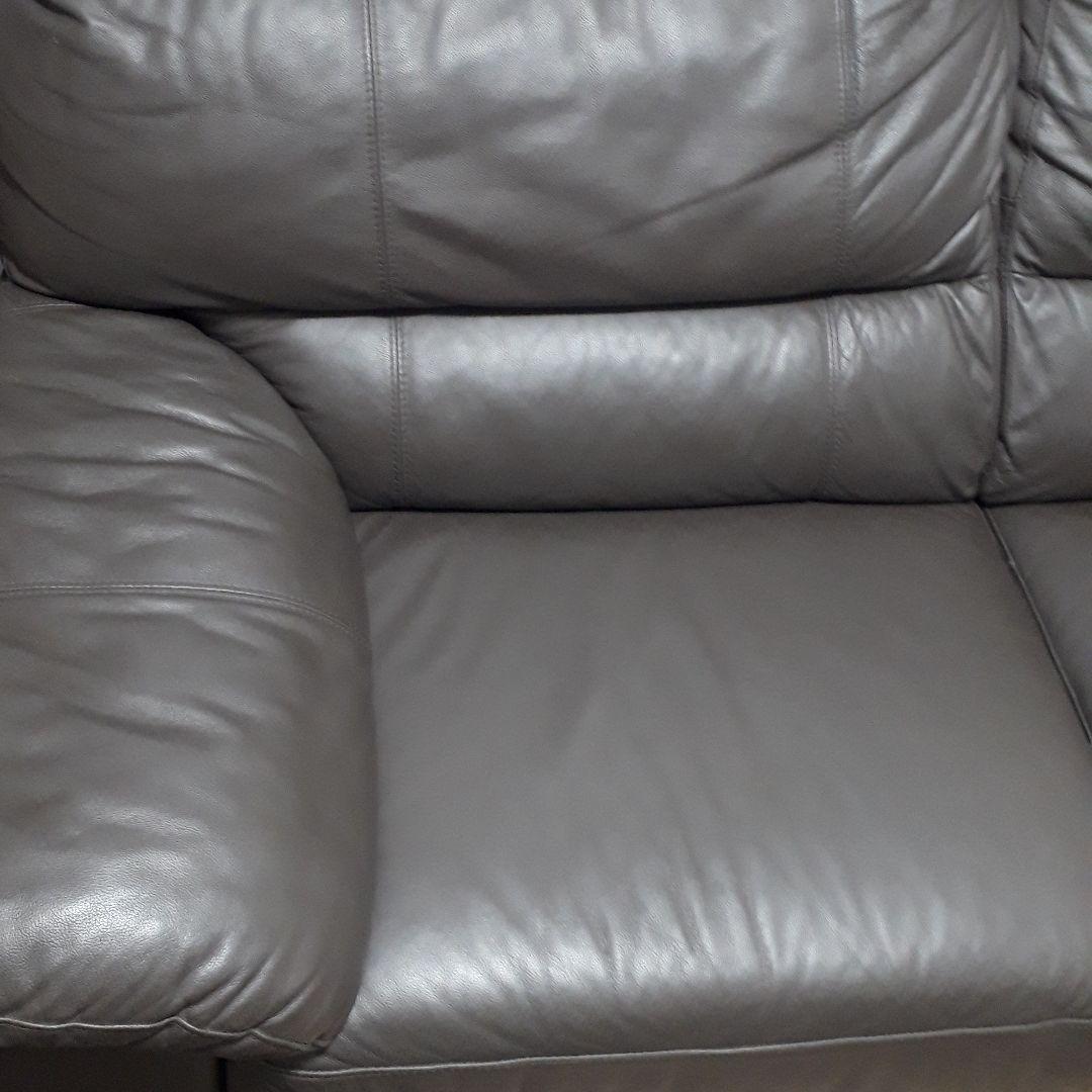 ダークブラウン レザー 3人掛けソファ