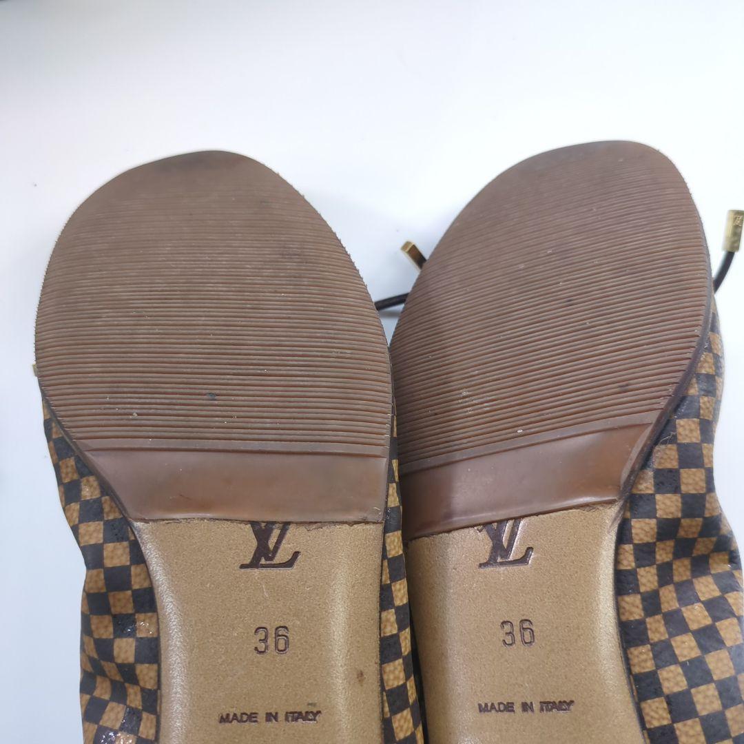 ルイヴィトン ダミエ 金具 バレエシューズ フラットシューズ ローファー 美品