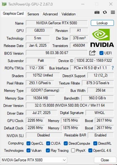 Palit GeForce RTX 5080 16GB ジャンク