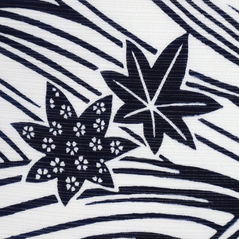 《竺仙【綿絽】小紋◆浴衣反物■青海波にもみじ■白地◆夏着物■反25-142》