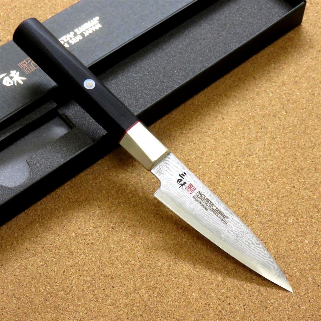 関の刃物 パーリングナイフ 90mm 三昧 ハイブリッドスプラッシュ ダマスカス