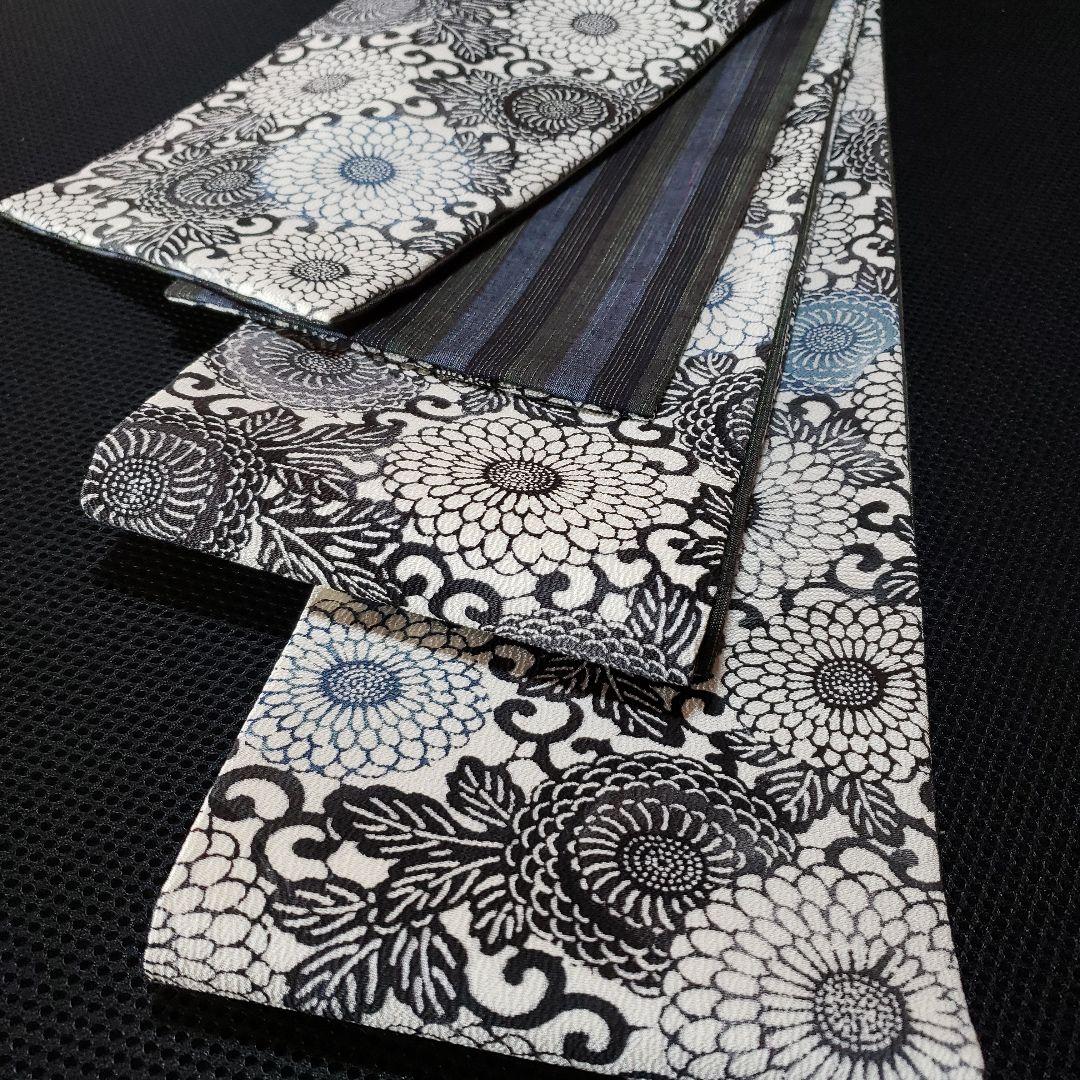 半幅帯 正絹手差し紅型調 名匠秀逸極上織紬 正絹リバーシブル