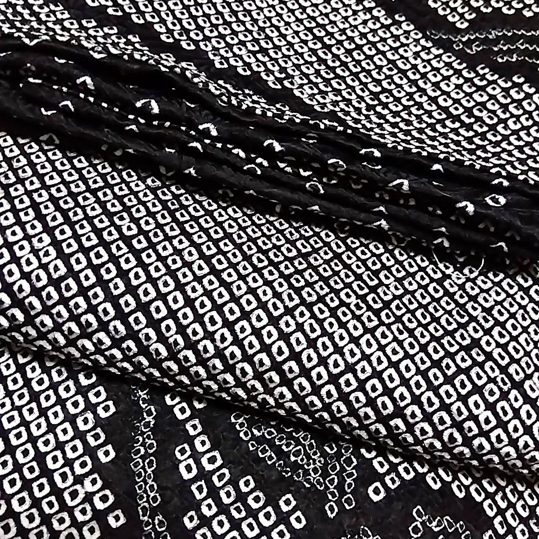 総絞り 訪問着 黒 絞り 枝垂れ桜　 裄65