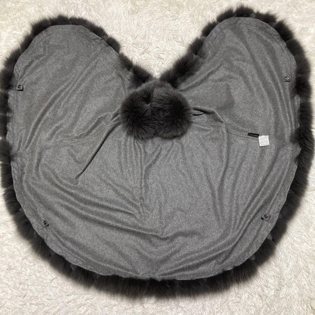 極美品サガファー　ケープコート　ポンチョ　カシミヤ100% ブルーフォックス