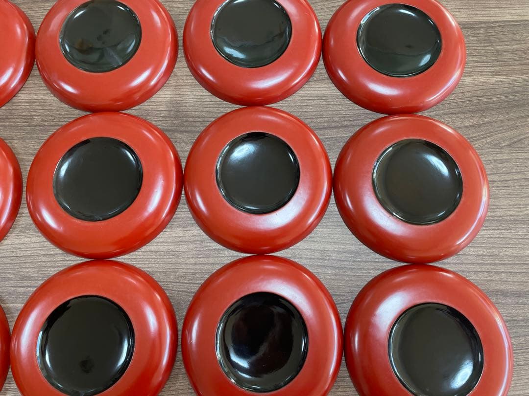 【現状品】輪島塗 漆器 朱塗 平皿 19枚セット 底黒塗 レトロ　アンティーク