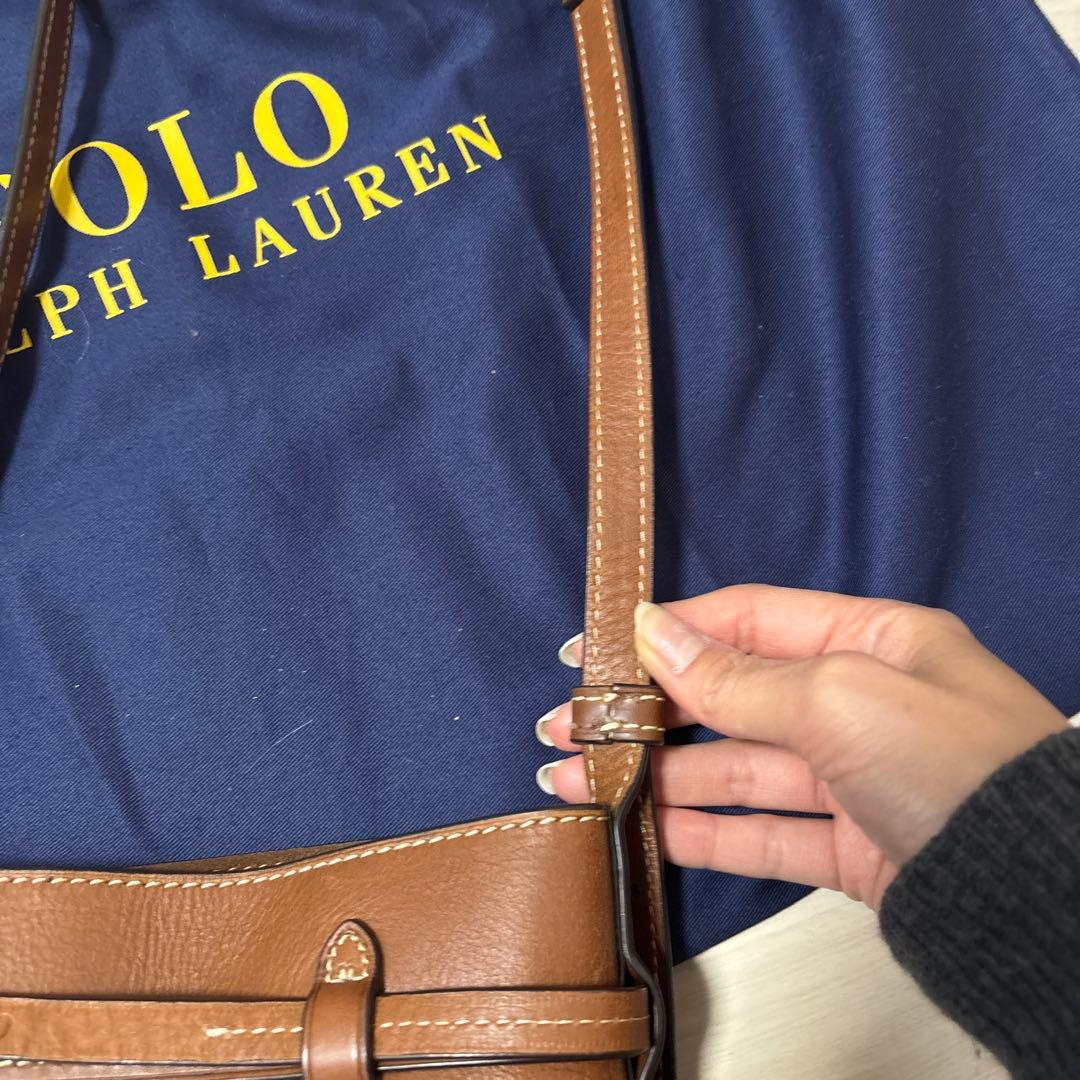 POLO ブラウン レザー ショルダーバッグ
