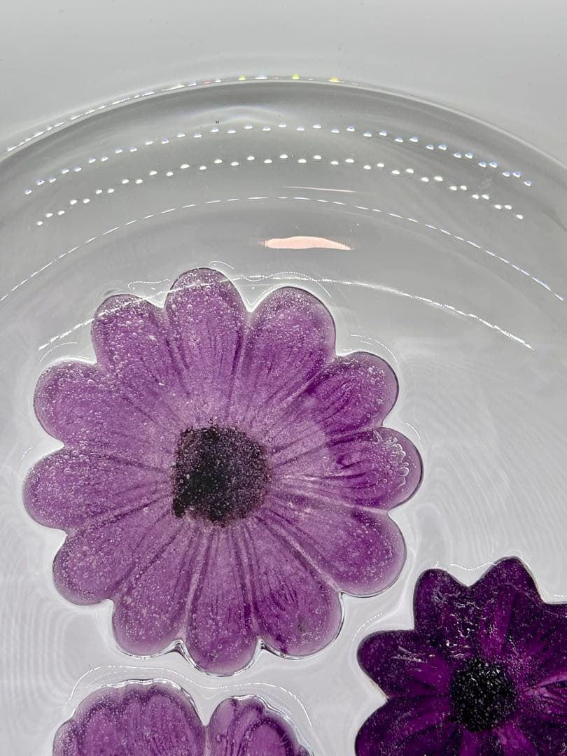 #Daum（ドーム） フランス　クリスタル フラワーモチーフ ボウル　P-3m