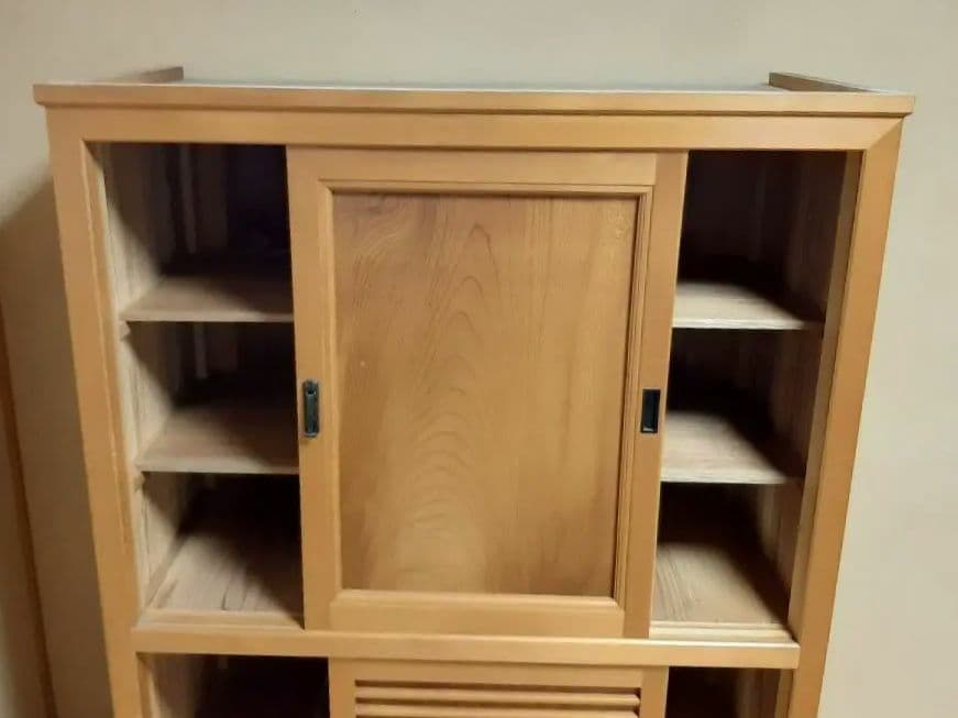 木製 引き戸式 収納キャビネット 高級板材使用 レトロ 直接引取り　輸送可能