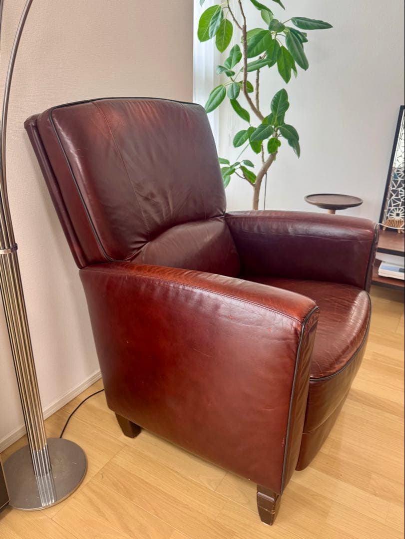 【美品】大阪市内に引き取り希望　アンティーク　本革シングルソファ