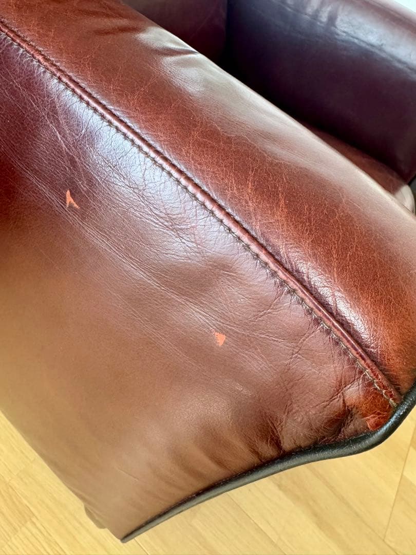 【美品】大阪市内に引き取り希望　アンティーク　本革シングルソファ