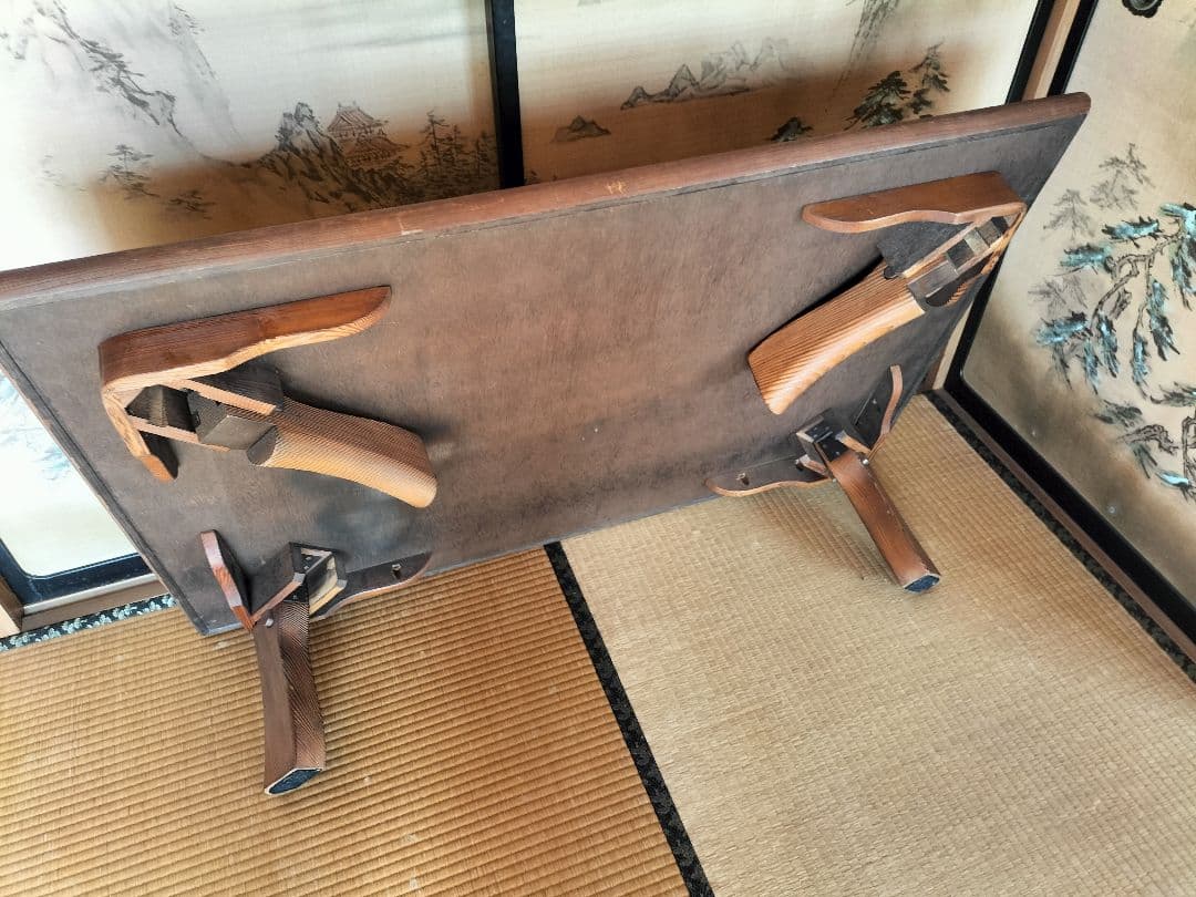 ダークブラウン　木製座卓 長方形 123 x 78 x 32 cm 折り畳み脚