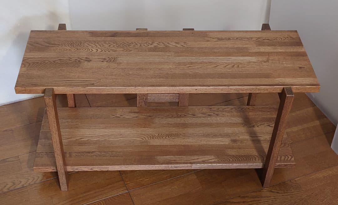 飾り棚オープンシェルフ　和風飾り棚　飾り台　楢無垢材自然オイル手塗り塗装ブラウン