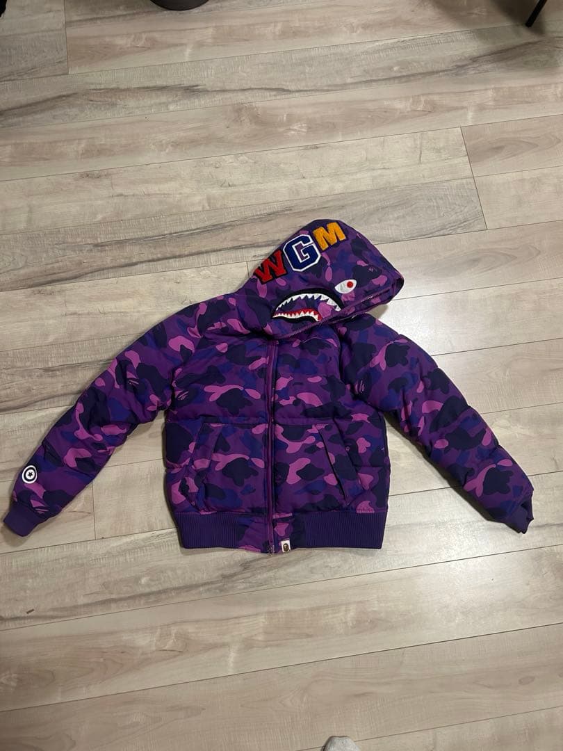 激レア　bape full zip ダウンジャケット紫s